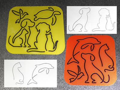 One Line Art animals stencil set