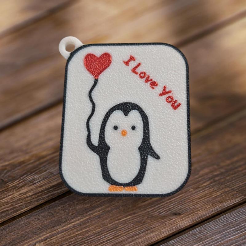 Penguin love keychain