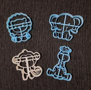Animals Set - Monkey Elephant Lion Giraffe - Cookie Cutter