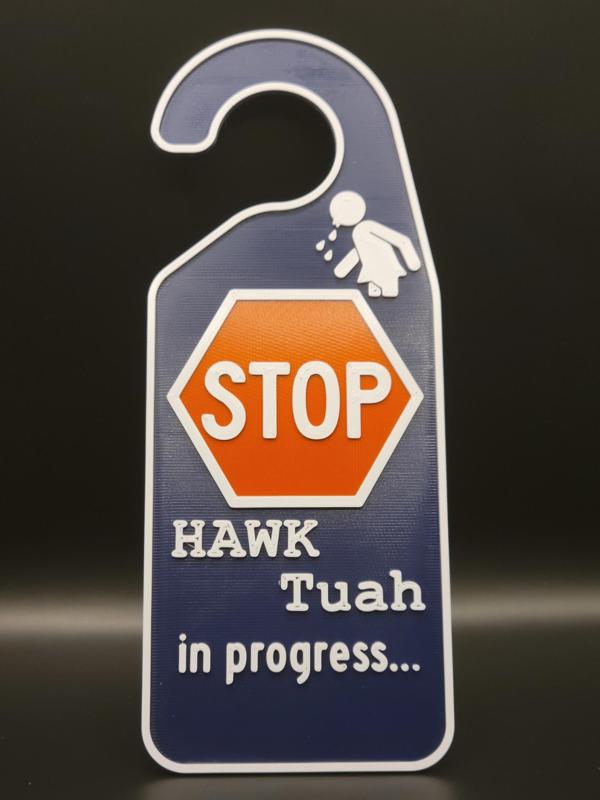 Hawk Tuah Door Hanging Stop Sign (Single filament printer friendly)