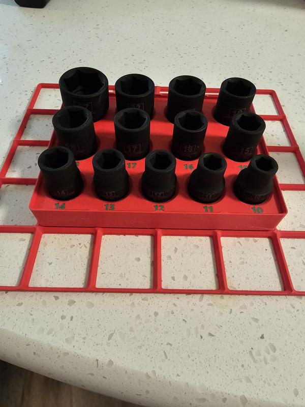 Pittsburgh Pro 1/2in Drive 13 Piece Impact Socket Set - Short Metric - Gridfinity