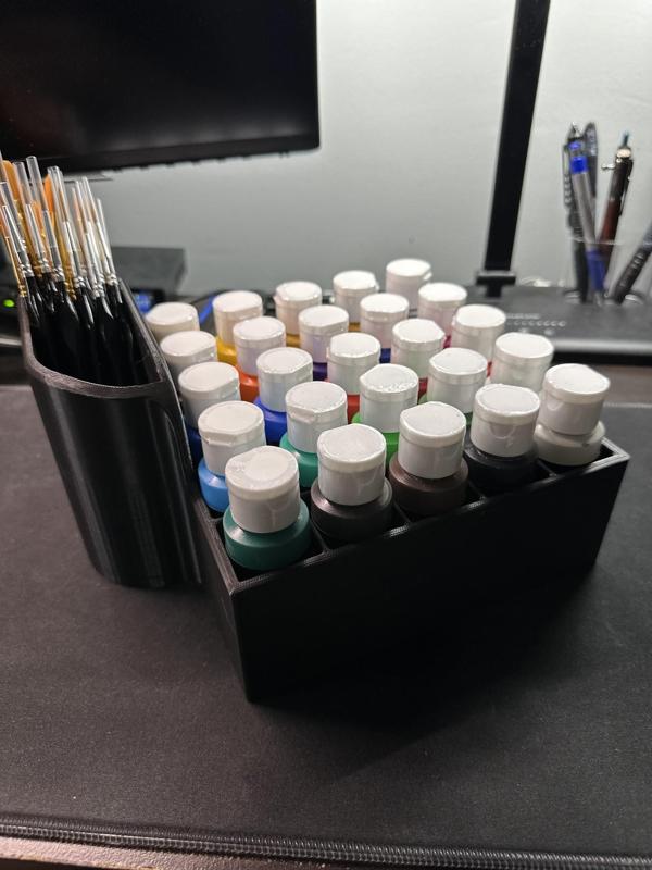 Acrylic Paint holder with brush bin