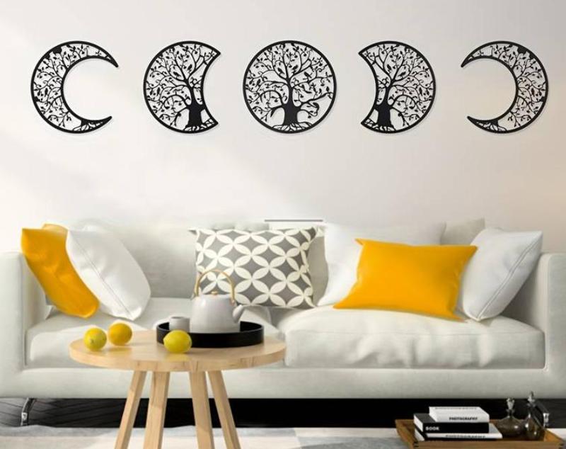 5pcs, Moon Phase Boho Wall Decor