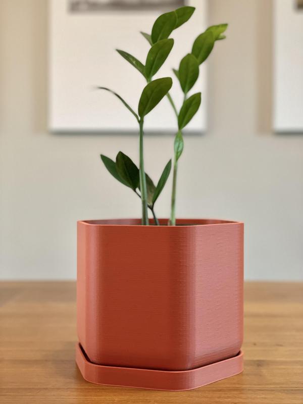 Soft Hex Planter Pot with Drainage Holes and Drip Tray