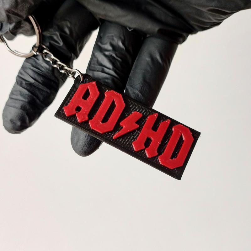 keychain ADHD inspired ACDC keyring easy to print two colors