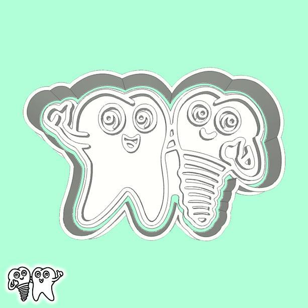 Dentist cookie cutters - healthy tooth and dental implant (style 1)