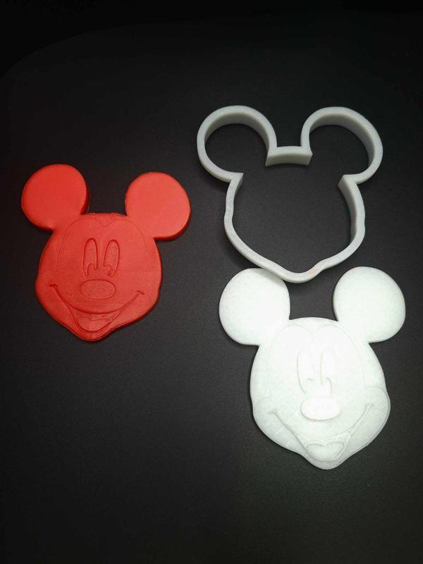 Mickey mouse cookie cutter/press 2 piece.