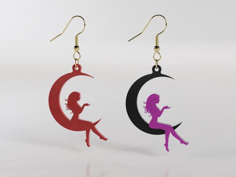 The woman on the moon earrings