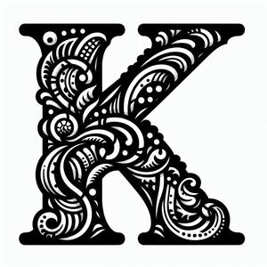 Frottage creation: letter K (version 2)