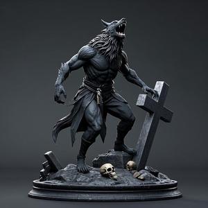 1990 COLORFUL Werewolf Howling - 3D Model, beast, magic, creature, fantasy, wood, base, sword, warrior, wild, cat, monster, dog, godzilla, fair, witch, werewolf, horror, beast, gothic, troll