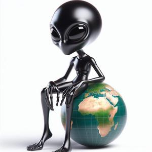 Alien Seated on World Globe 3D Print – Decorative Sculpture