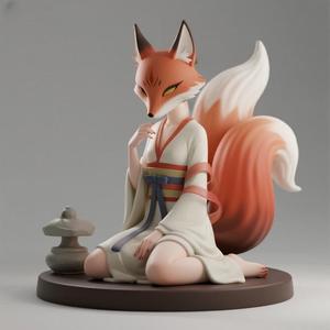 881 Fox Spirit Woman in Pu Song Ling Style, magic, creature, fantasy, wood, base, sword, sword, warrior, wild, cat, monster, fox, godzilla, fair, witch, werewolf, horror, beast, gothic, troll
