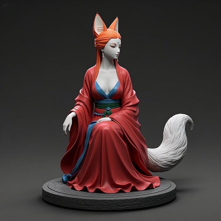 1414 COLORFUL Fox Spirit Woman in Pu Song Ling Style, magic, dragon, fantasy, wood, gnome, gorgon, warrior, wild, fox, monster, cat, dog, fair, witch, werewolf, horror, beast, gothic, troll