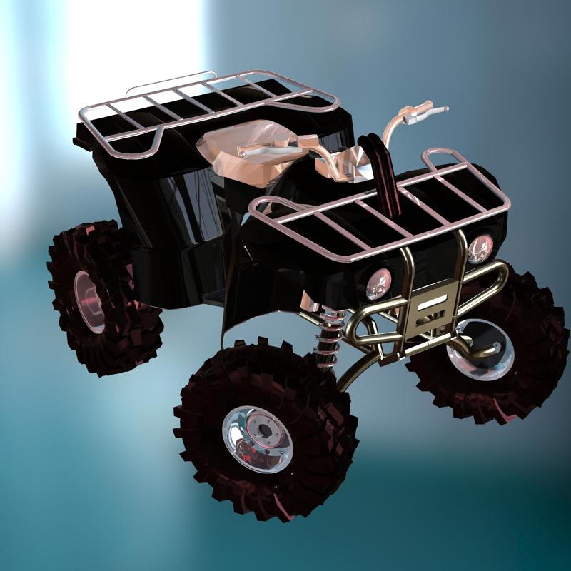 QUAD ATV VEHICLE BICYCLE BIKE CAR TRUCK 5 MOTORBIKE CHAIN WHEELS 3D MODEL STL OBJ DAE