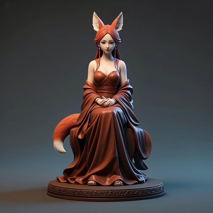 1220 COLORFUL Fox Spirit Woman in Pu Song Ling Style, beast, magic, creature, fantasy, wood, base, sword, warrior, wild, cat, monster, fox, godzilla, fair, witch, werewolf, horror, beast, gothic, troll