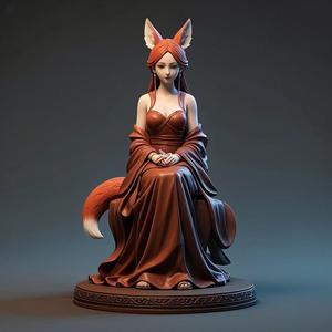 1220 COLORFUL Fox Spirit Woman in Pu Song Ling Style, beast, magic, creature, fantasy, wood, base, sword, warrior, wild, cat, monster, fox, godzilla, fair, witch, werewolf, horror, beast, gothic, troll