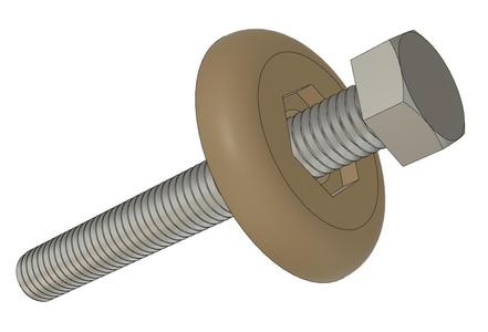 Captive Washer for Hex Bolt, bed leveling