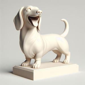 1 - Laughing Dachshund - 3D-Printed Ivory-Style Statue, sculpture, monkey, witch, fairy, knight, fantasy, art, viking, dragon, dnd, cat, monster hunter, dog, totem, totemic
