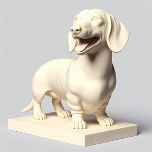 3 - Laughing Dachshund - 3D-Printed Ivory-Style Statue, sculpture, monkey, witch, fairy, knight, fantasy, art, viking, dragon, dnd, cat, monster hunter, dog, totem, totemic