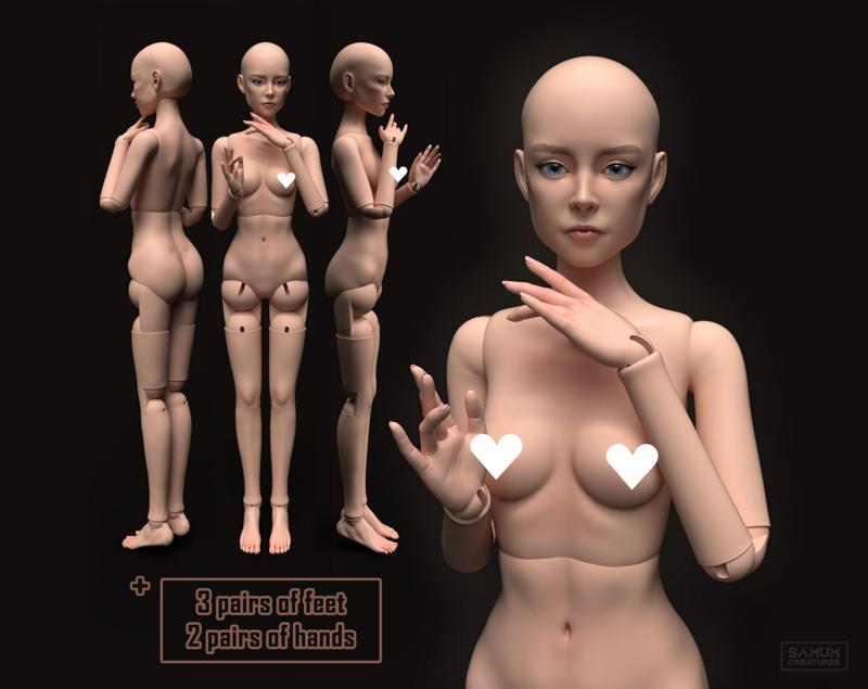 Bjd Doll stl 3D Model for printing Ball Jointed Art Doll 1/4 40cm