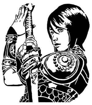 Sword Girl stencil