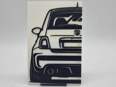 2D Wall Art Fiat 500 Abarth 2008 Model