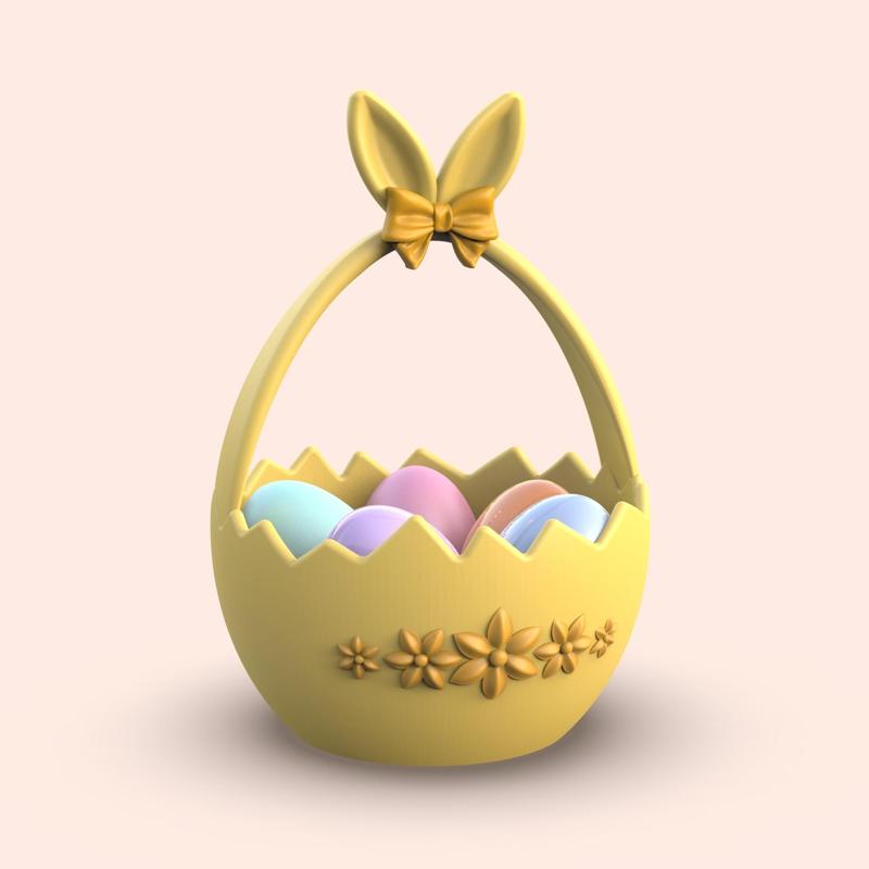 3D Easter Bunny Basket, Cracked Egg Bowl, Egg Hunt Gift, Candy Holder for Easter, Bunny Ear Easter, Butterfly Bunny Egg, Digital STL Download