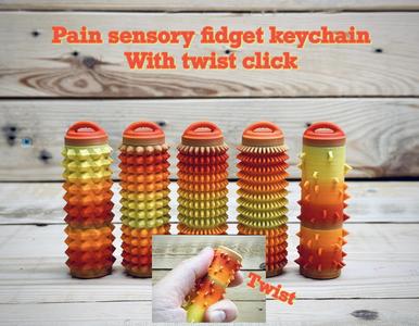 Pain sensory fidget keychain with twist click