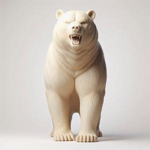 417 Minimalist Upright Snarling Bear Statue