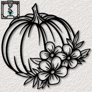 Fall Pumpkin with Flowers wall art Autumn wall decor Halloween Decoration