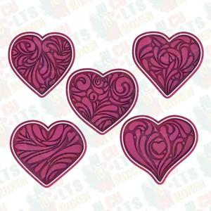Valentines day hearts cookie cutter set of 5