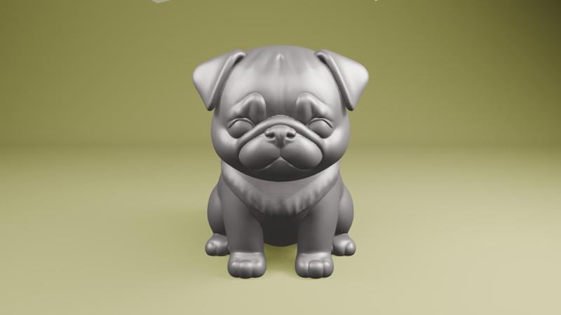 Kawaii Pug STL – Cute 3D Printable Cartoon Pug Dog Figurine for Pet Lovers