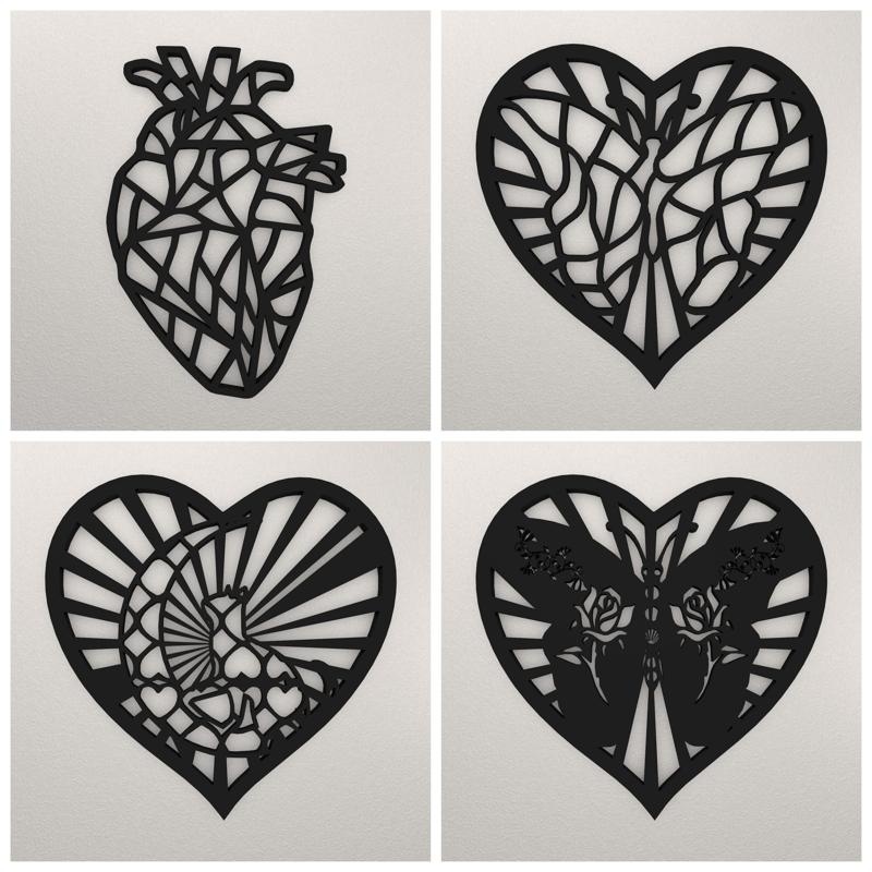 Heart Wall Decoration Set of 4 WASET7 Bundle