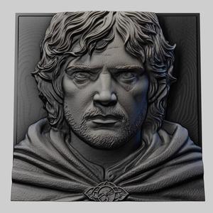 Lord of Rings Samwise Gamgee 3d printer relief medallion stone tablet obj stl