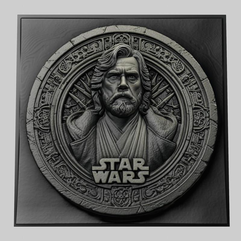 Star Wars Luke Skywalker 3d printer relief medallion stone tablet obj stl