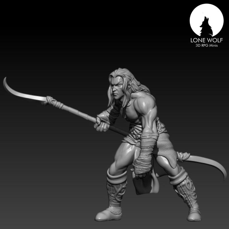 Goin Sidhe Warrior with double-tipped spear