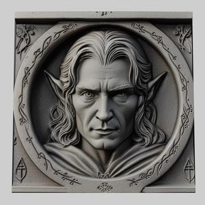 Lord of Rings Elrond 3d printer relief medallion stone tablet obj stl