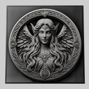 Lord of Rings Galadriel 3d printer relief medallion stone tablet obj stl
