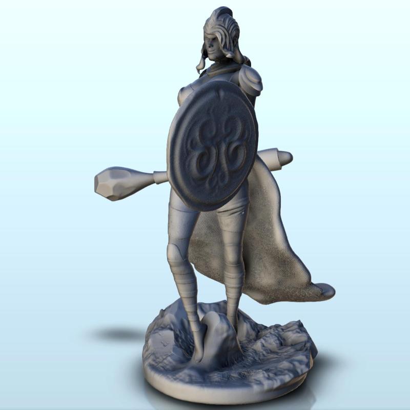 Warrior with armor, shield and club - Medieval Fantasy Magic Feudal Old Archaic Saga 28mm 15mm
