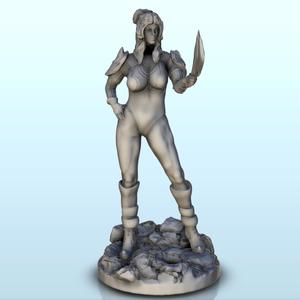 Warrior with long hair, armor and sword - Medieval Fantasy Magic Feudal Old Archaic Saga 28mm 15mm