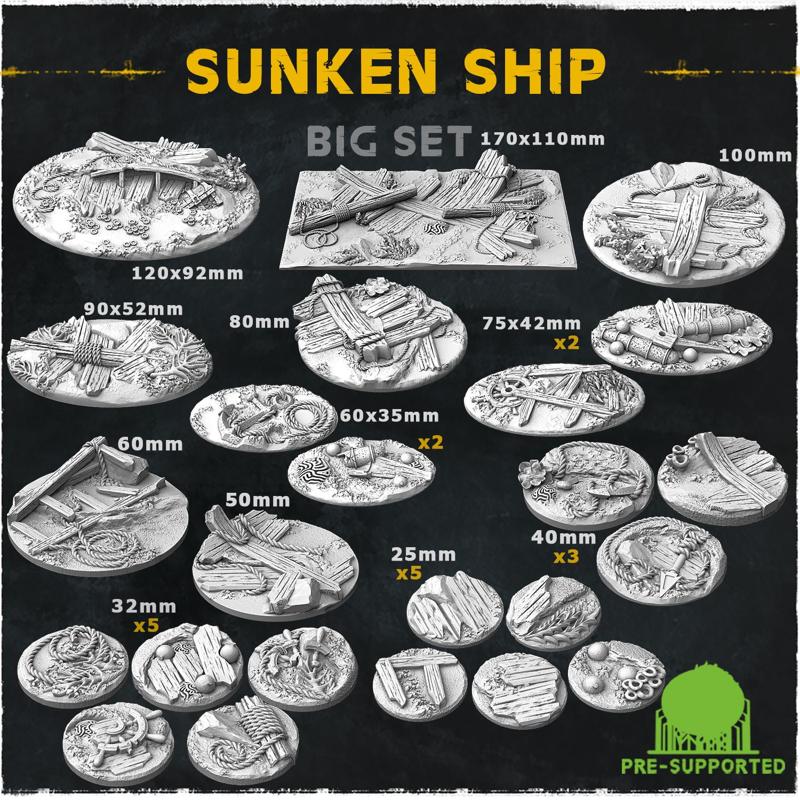 Wargame Bases & Toppers - Sunken Ship (Big Set)
