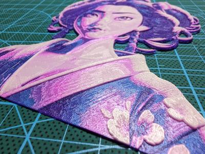 HueForge - Geisha, Modern Disney Style (AI Art)