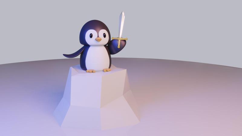 Penguin with a sword