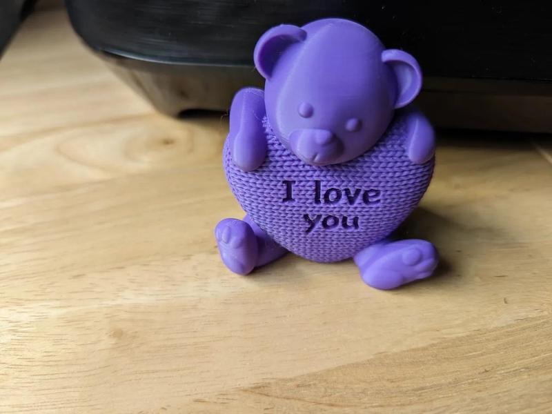 I love you teddy bear with knitted heart