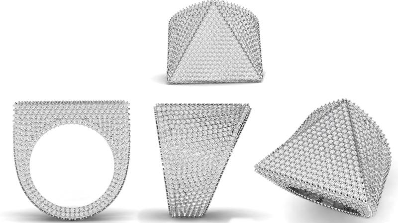 Triangular Pyramid Shape Champions Diamond Ring