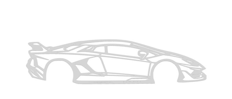 Easily scalable Lamborghni Aventador SVJ silhouette for your wall, keychains, etc.