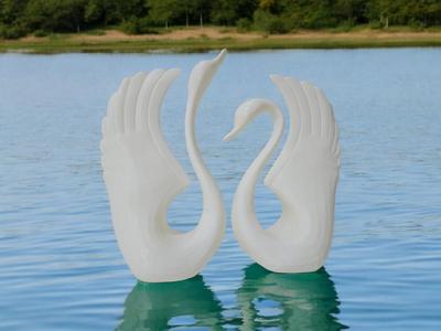 Two cute Swans / LowPoly modern decor