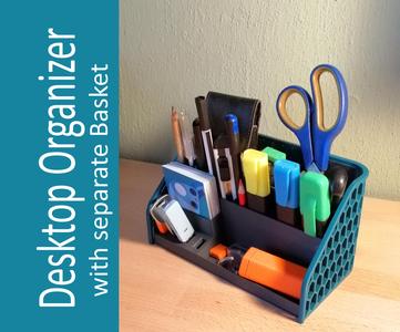 Desktop Organizer - Pencil Holder with Hexagon 'woven' Basket