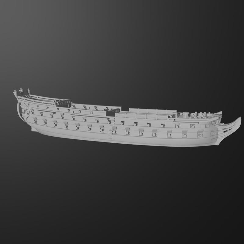 VN: Leon Trionfante 3rd rate  (70 guns) 1761-1825 & Blender Exporter, AOA-VN-1