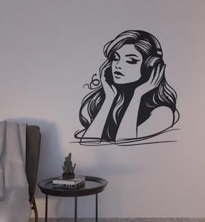 WALL DECORATION BEAUTIFUL WOMAN HEADPHONES 2D WALL ART